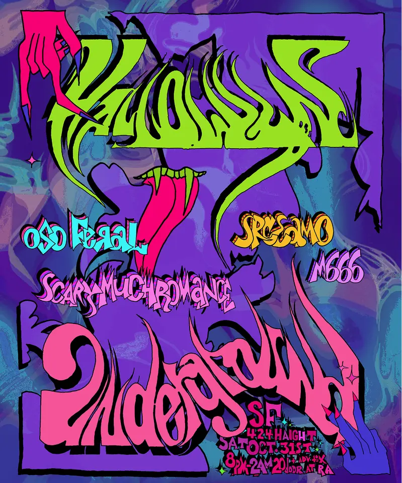 Artwork for Halloween Underground (SF): Primo, Oso Feo, M66, Very Much Romance